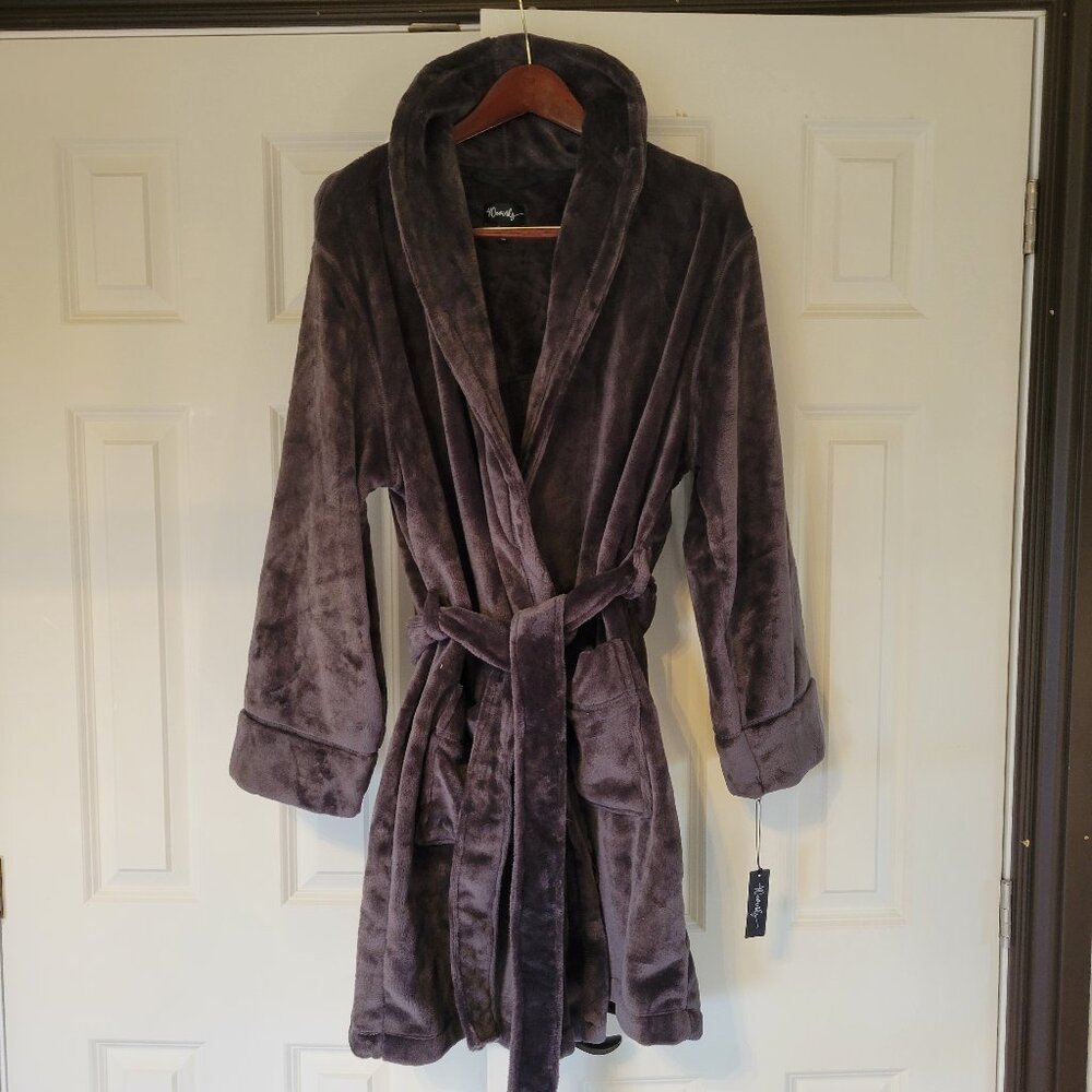 Plush Dark Grey Housecoat NWT